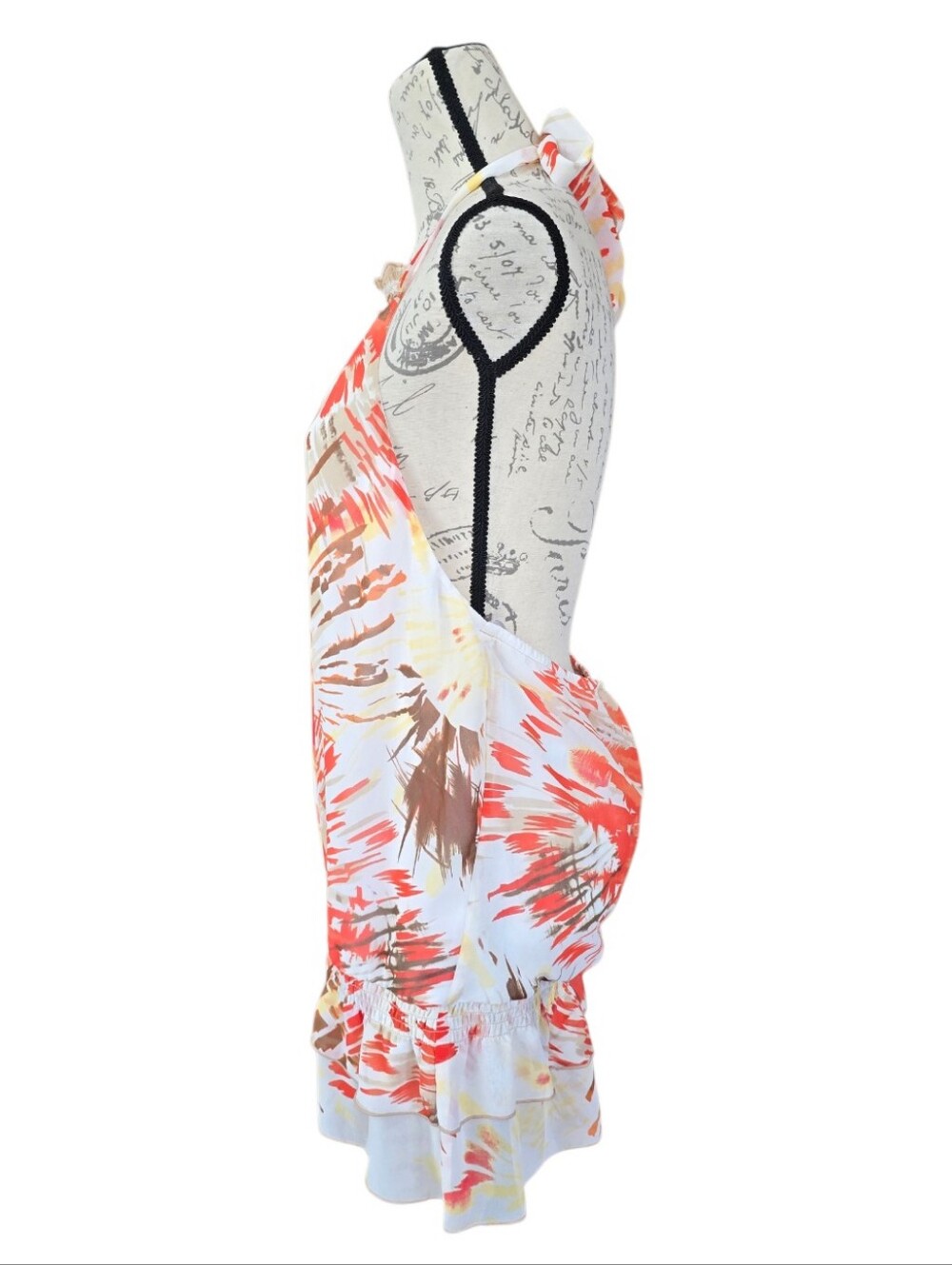 Alyx Tropical Print Multicolor Orange White Halter Top Blouse L - Picture 3 of 9